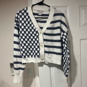 Sincerely Jules Cropped Cardigan Checkered